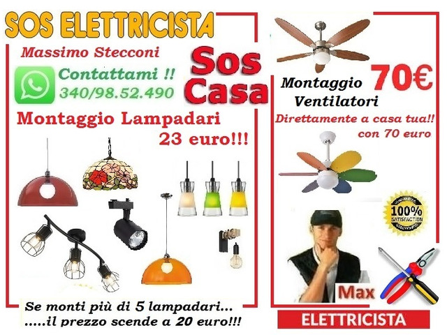 Lavoro manuale - Montaggio lampadario elettricista Roma