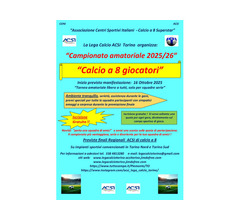 Hobby - sport - Calcio a 8: Campionato amatoriale 2025/26 da Ottobre con iscrizione gratuita.