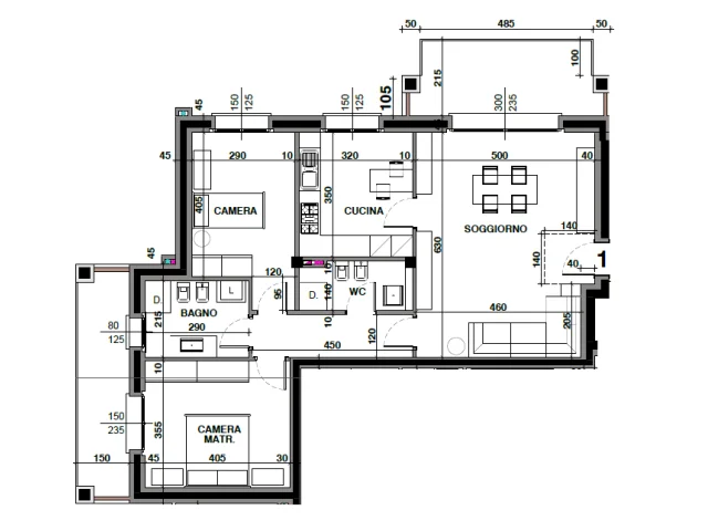 Appartamenti in Vendita - Tre locali con terrazzo piano primo