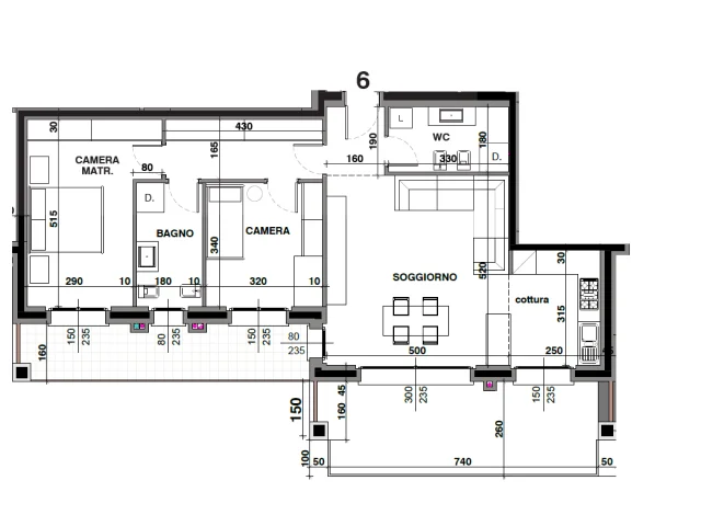 Appartamenti in Vendita - Tre locali con terrazzo piano secondo