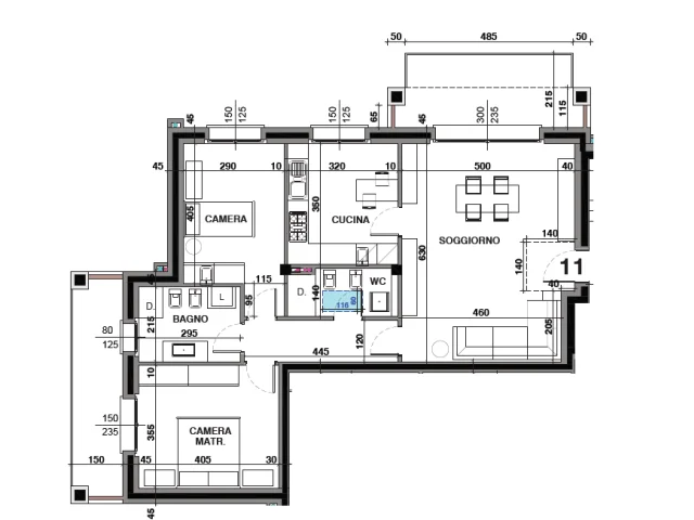 Appartamenti in Vendita - Tre locali con terrazzo piano terzo