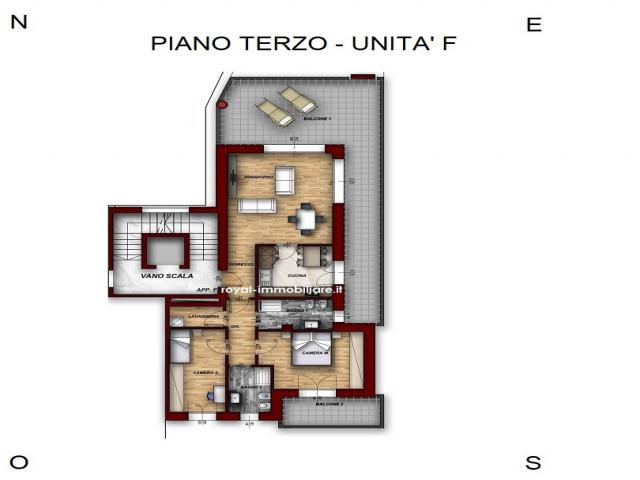 Case - Palazzo stelvio - calsse a - tre locali piano terzo con terrazza.