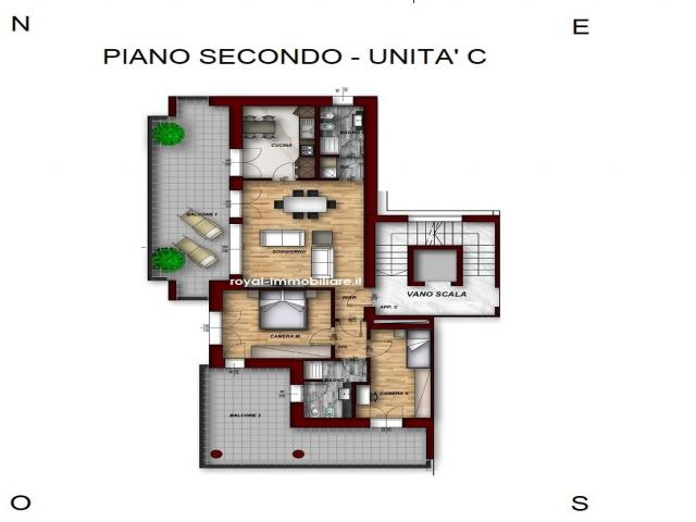 Case - Palazzo stelvio - calsse a - tre locali piano secondo con terrazza.
